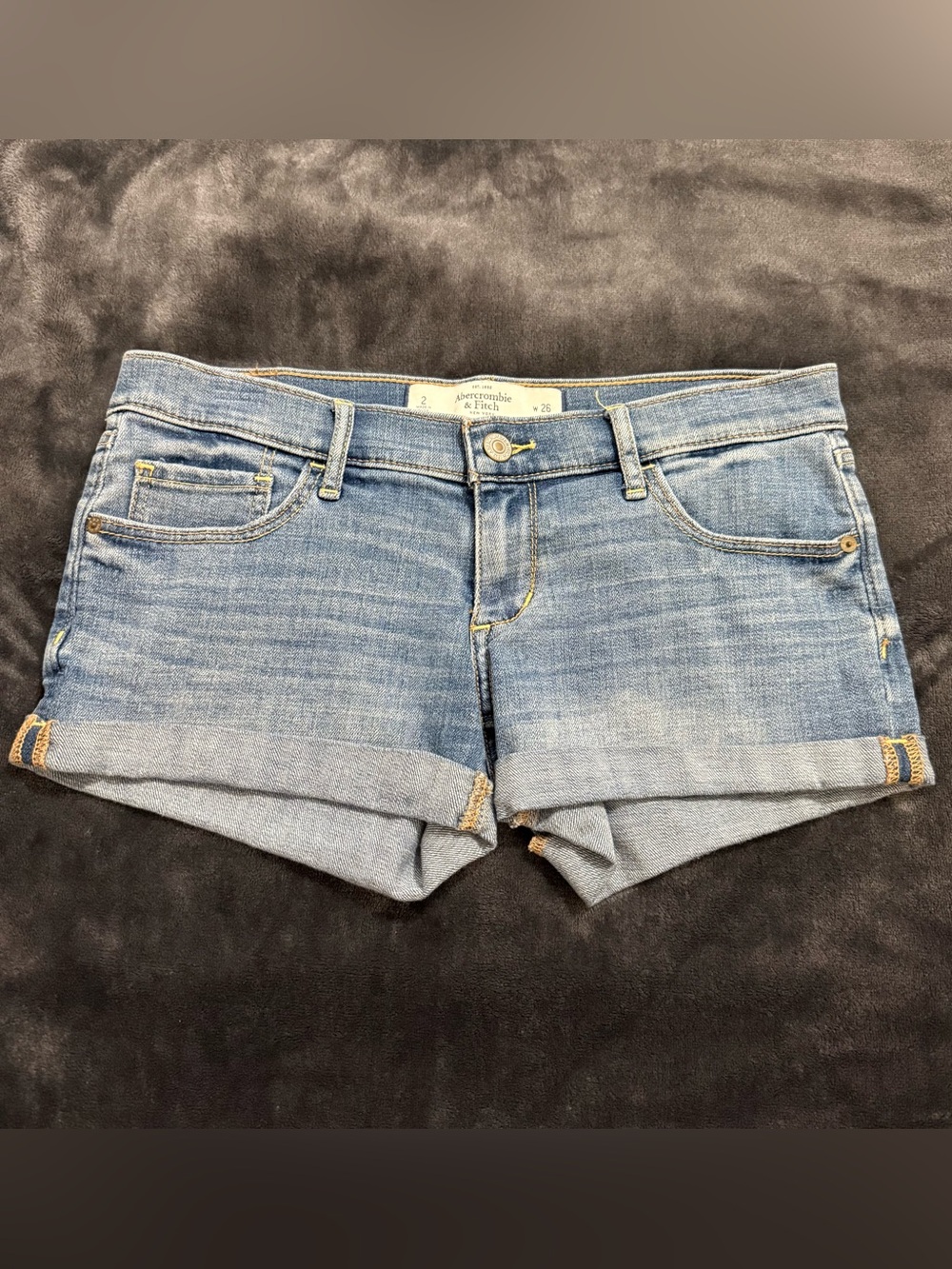 Abercrombie & Fitch Medium Light Blue Rolled Hem Denim Shorts